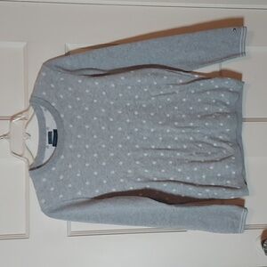 Tommy Hilfiger Women's Prima Cotton Polk Dot Light Gray Sweater Size Medium